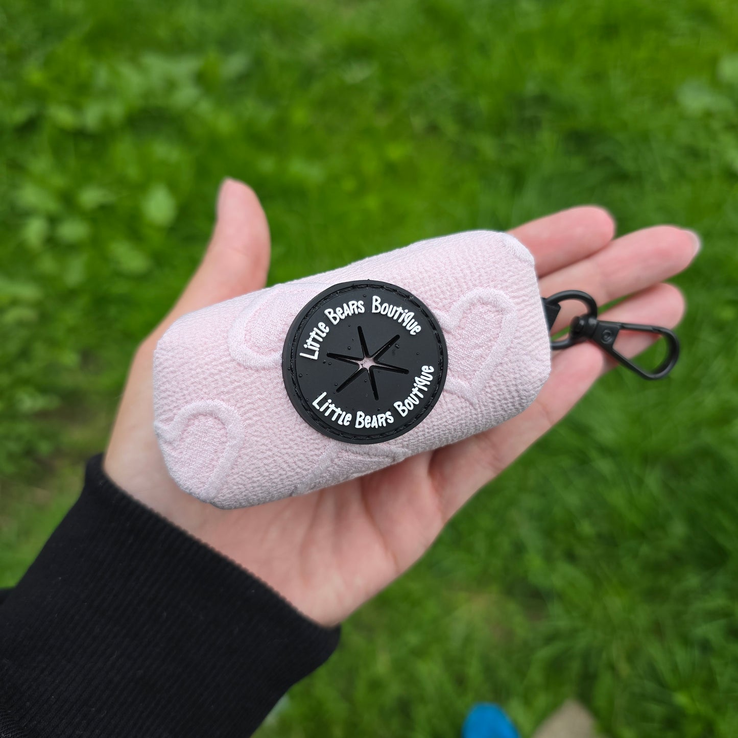 Pink Heart Embroidery Poop Bag Holder