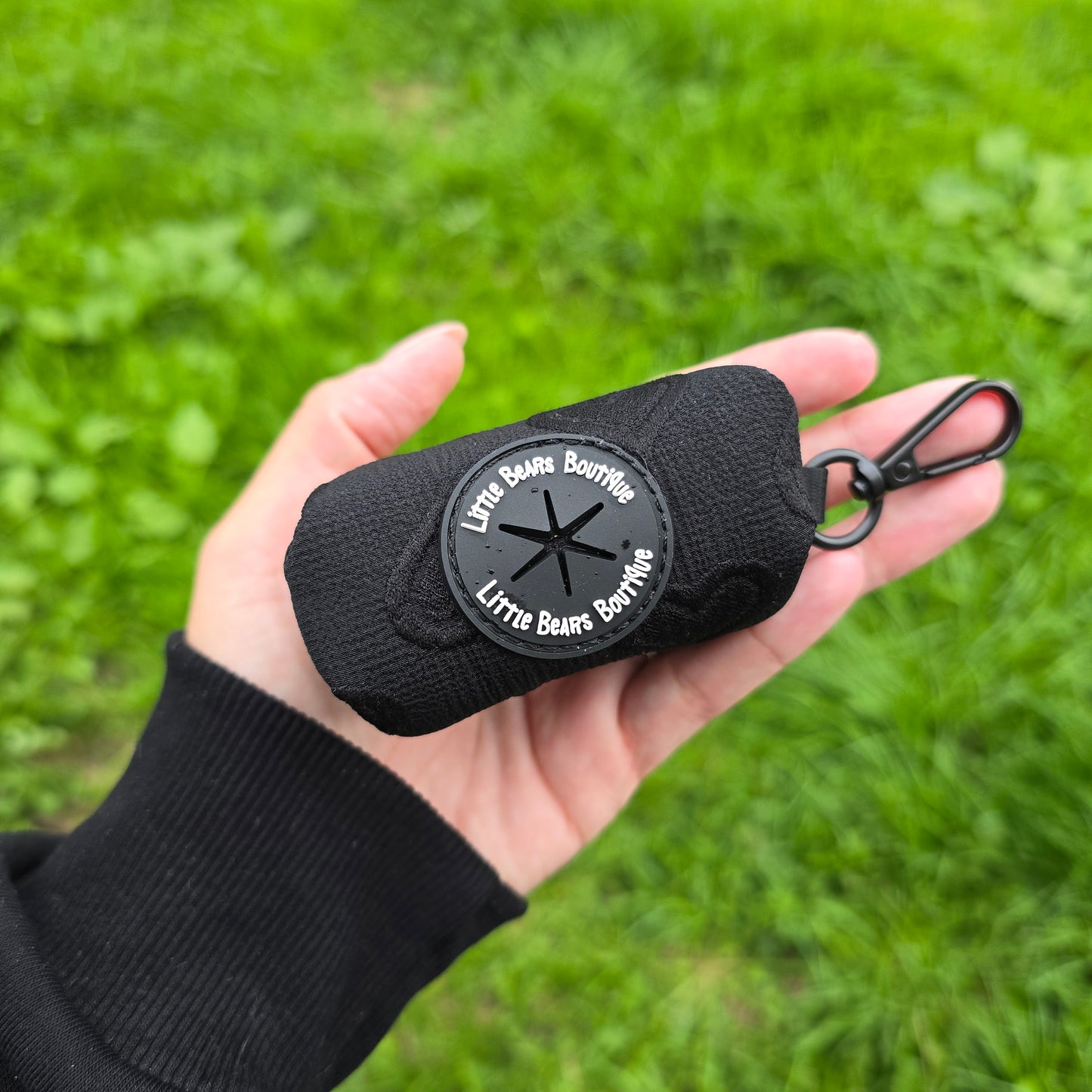 Black Heart Embroidery Poop Bag Holder