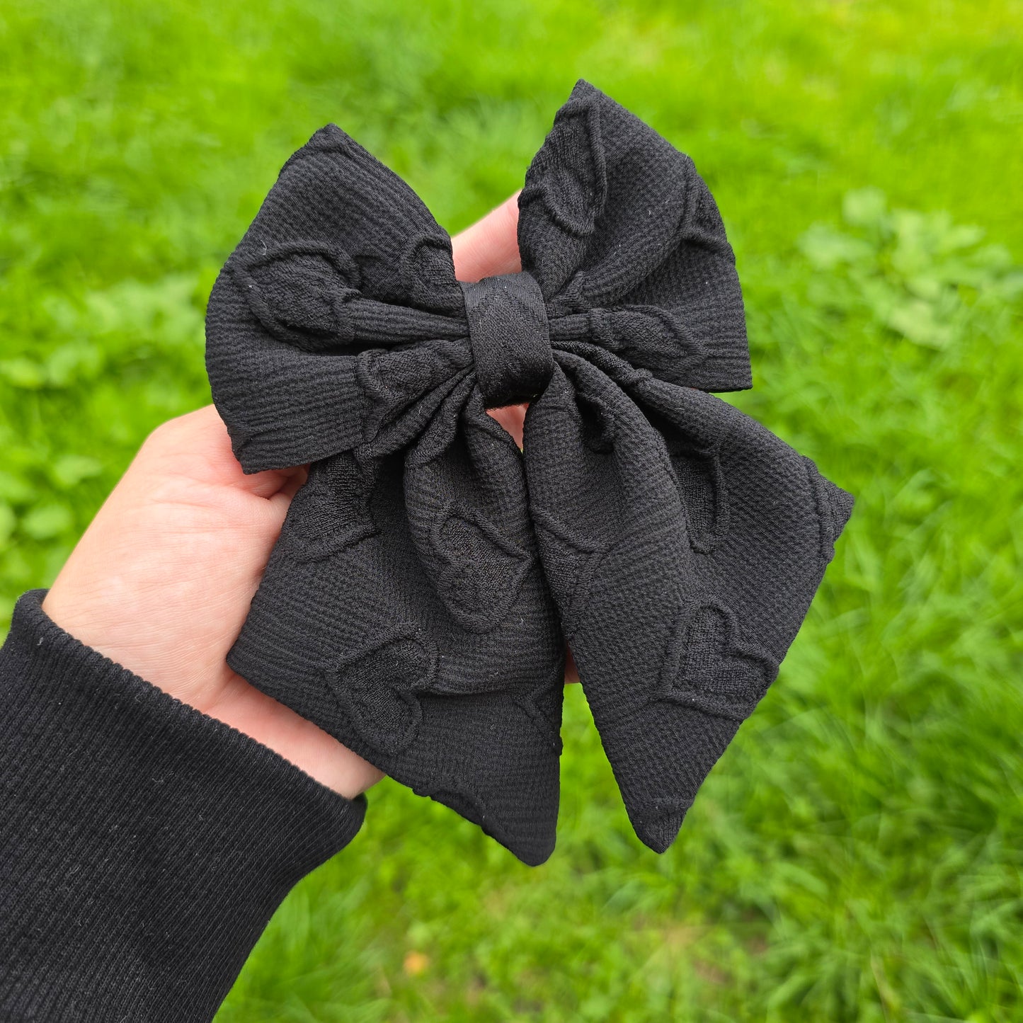 Black Heart Embroidery Sailor Bow Tie