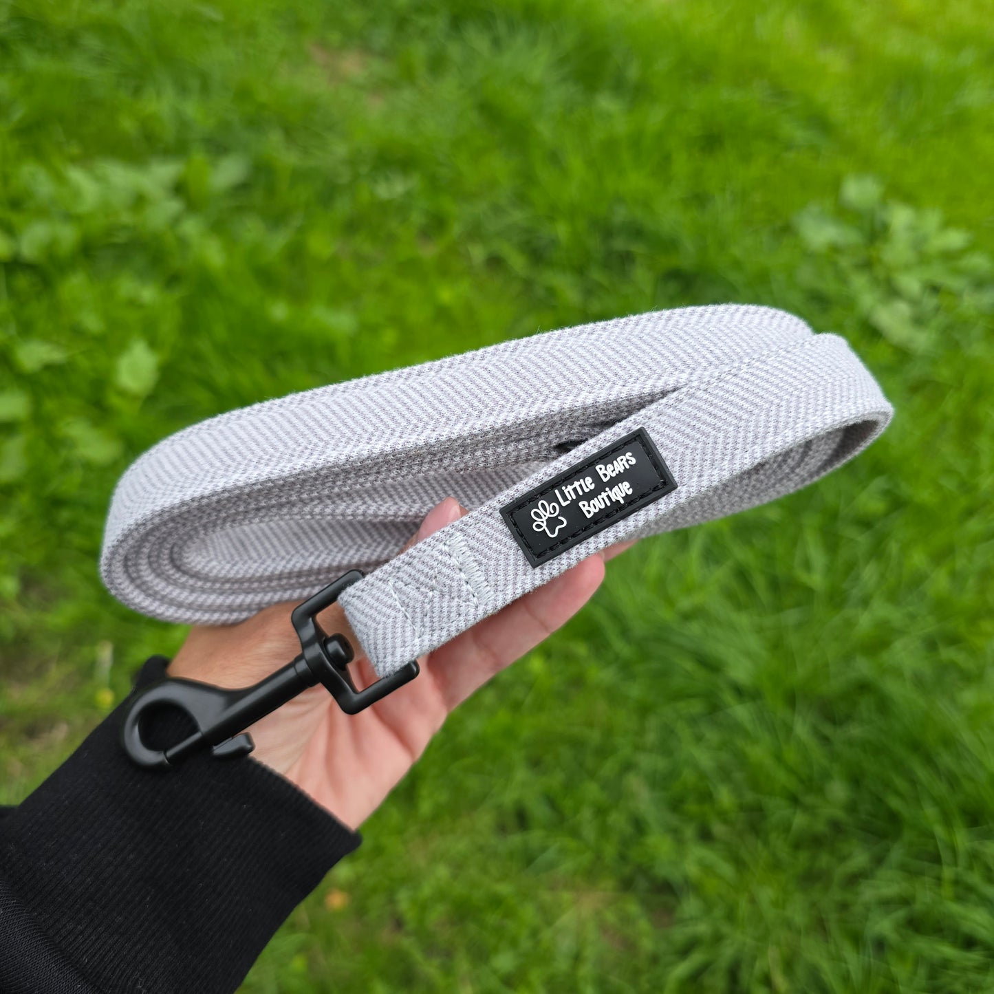 Grey Herringbone Tweed Dog Lead