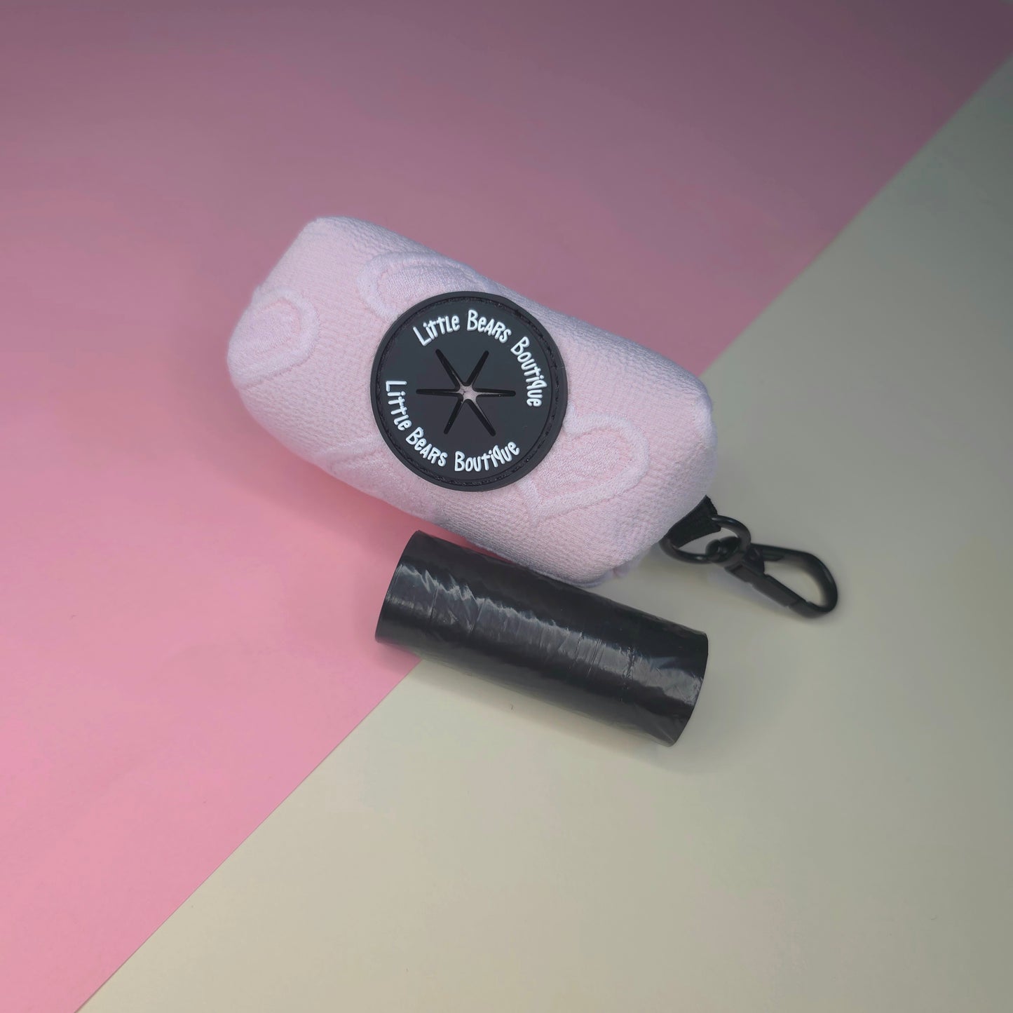 Pink Heart Embroidery Poop Bag Holder