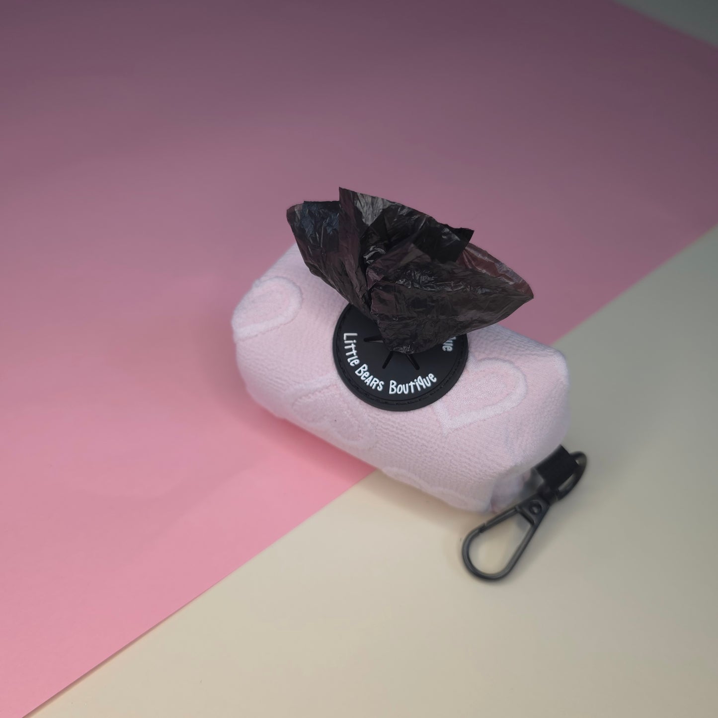 Pink Heart Embroidery Poop Bag Holder