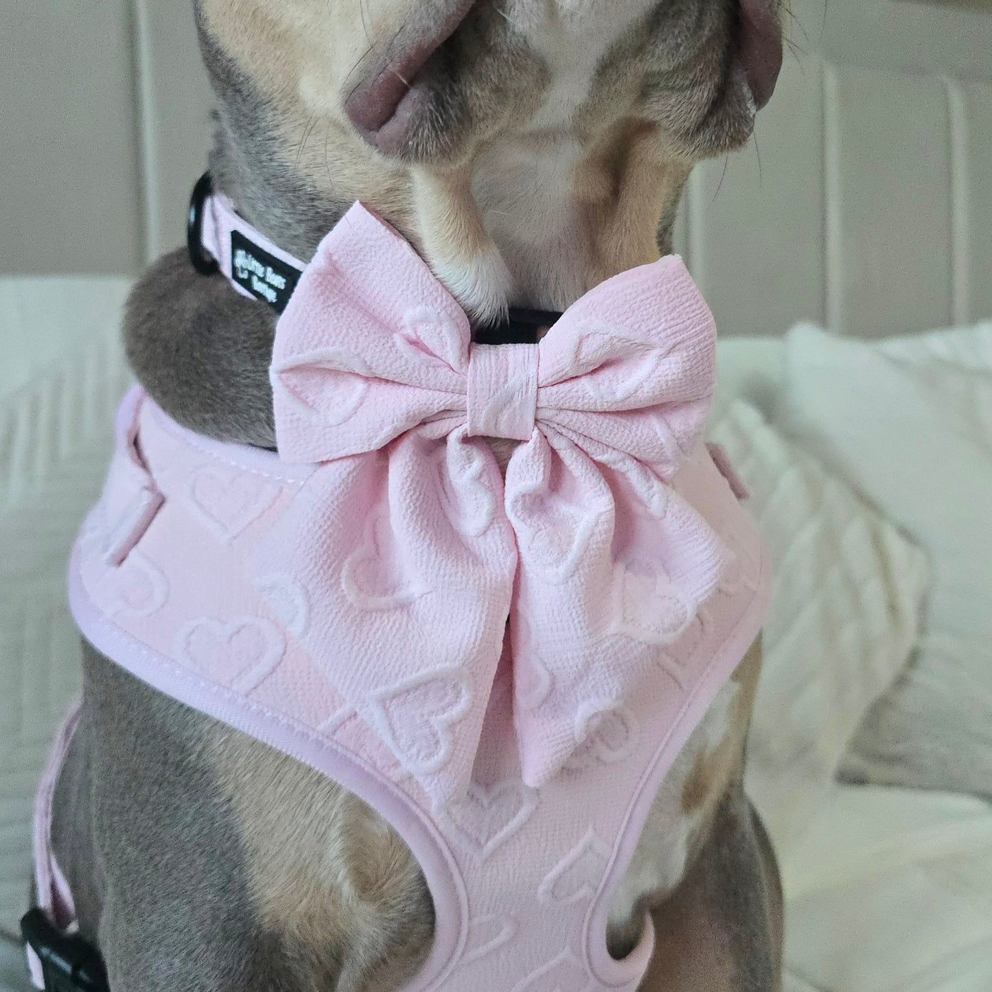 Pink Heart Embroidery Sailor Bow
