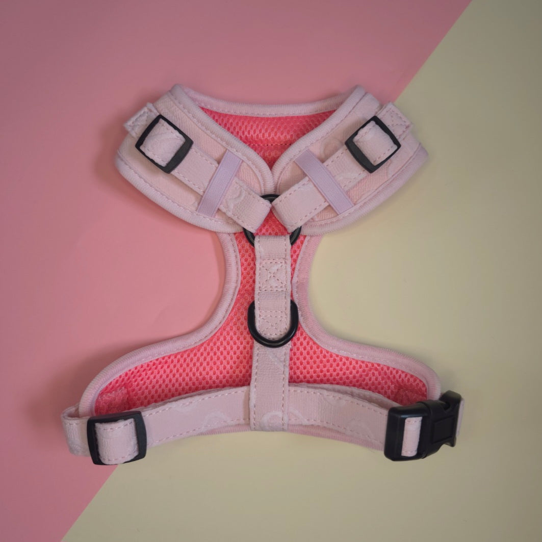 Pink Heart Embroidered Harness