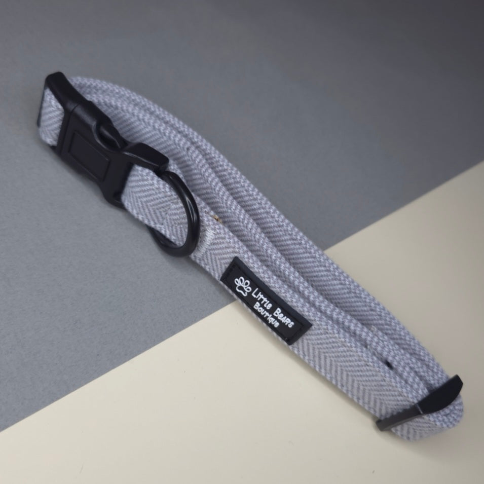Grey Herringbone Tweed Collar