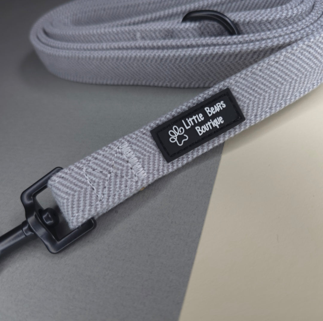 Grey Herringbone Tweed Dog Lead