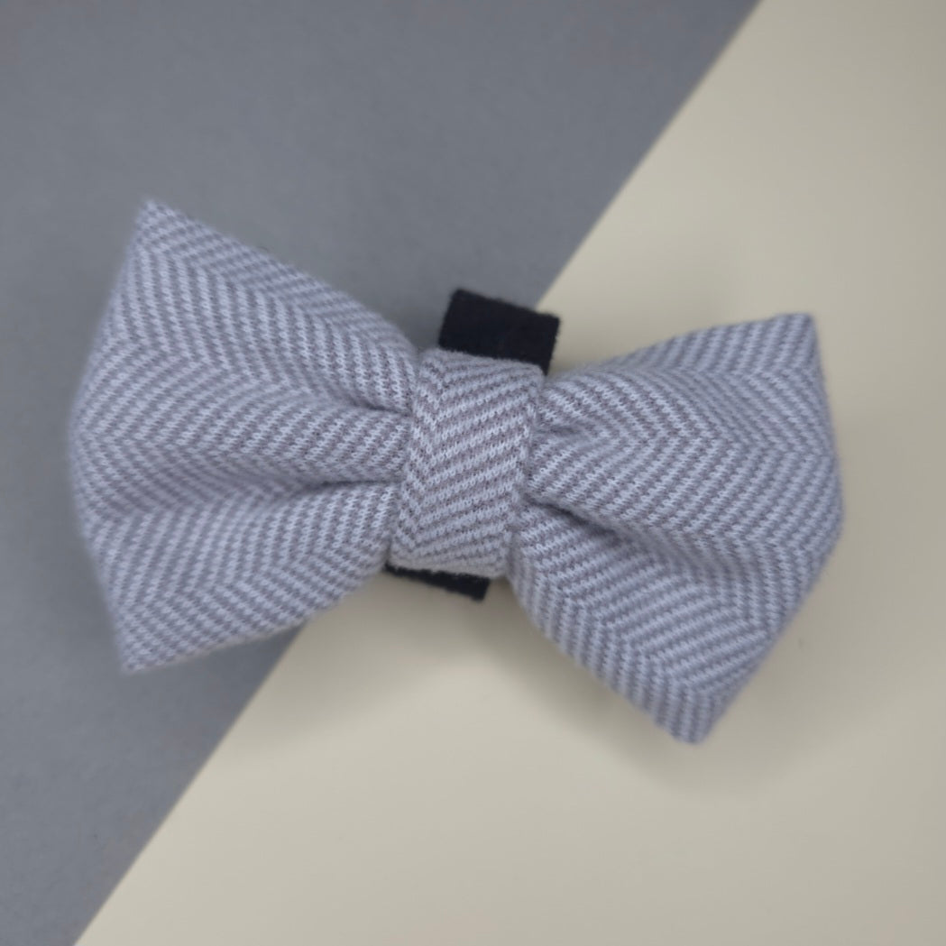 Grey Herringbone Tweed Bow Tie