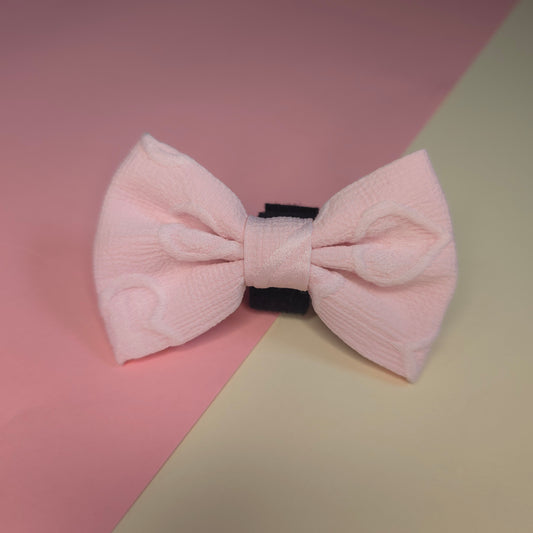 Pink Heart Embroidery Classic Bow Tie