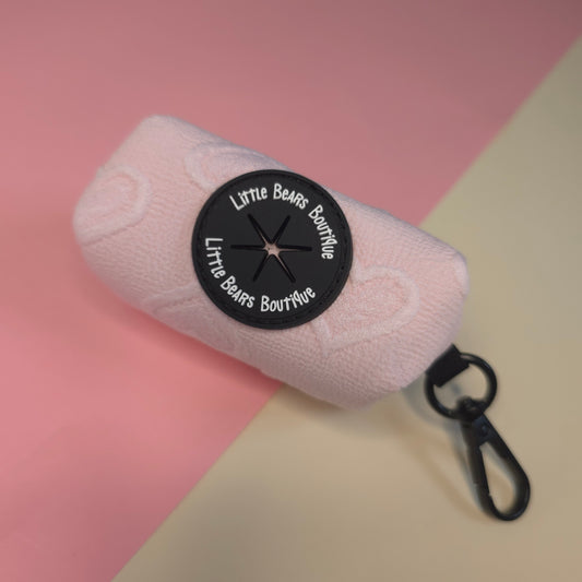 Pink Heart Embroidery Poop Bag Holder