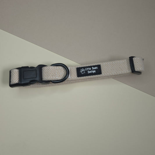 Beige Herringbone Tweed Collar