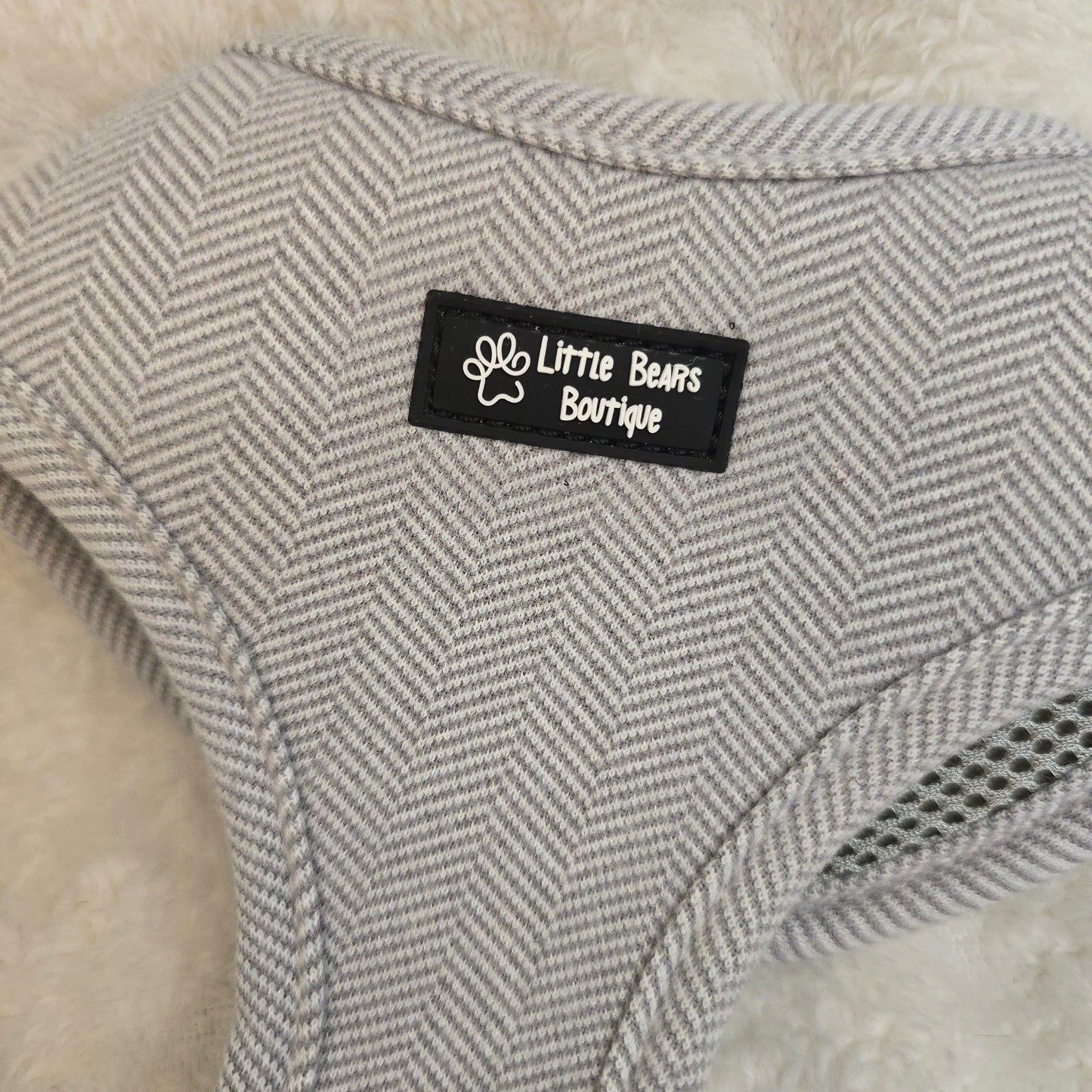 Grey Herringbone Tweed Harness