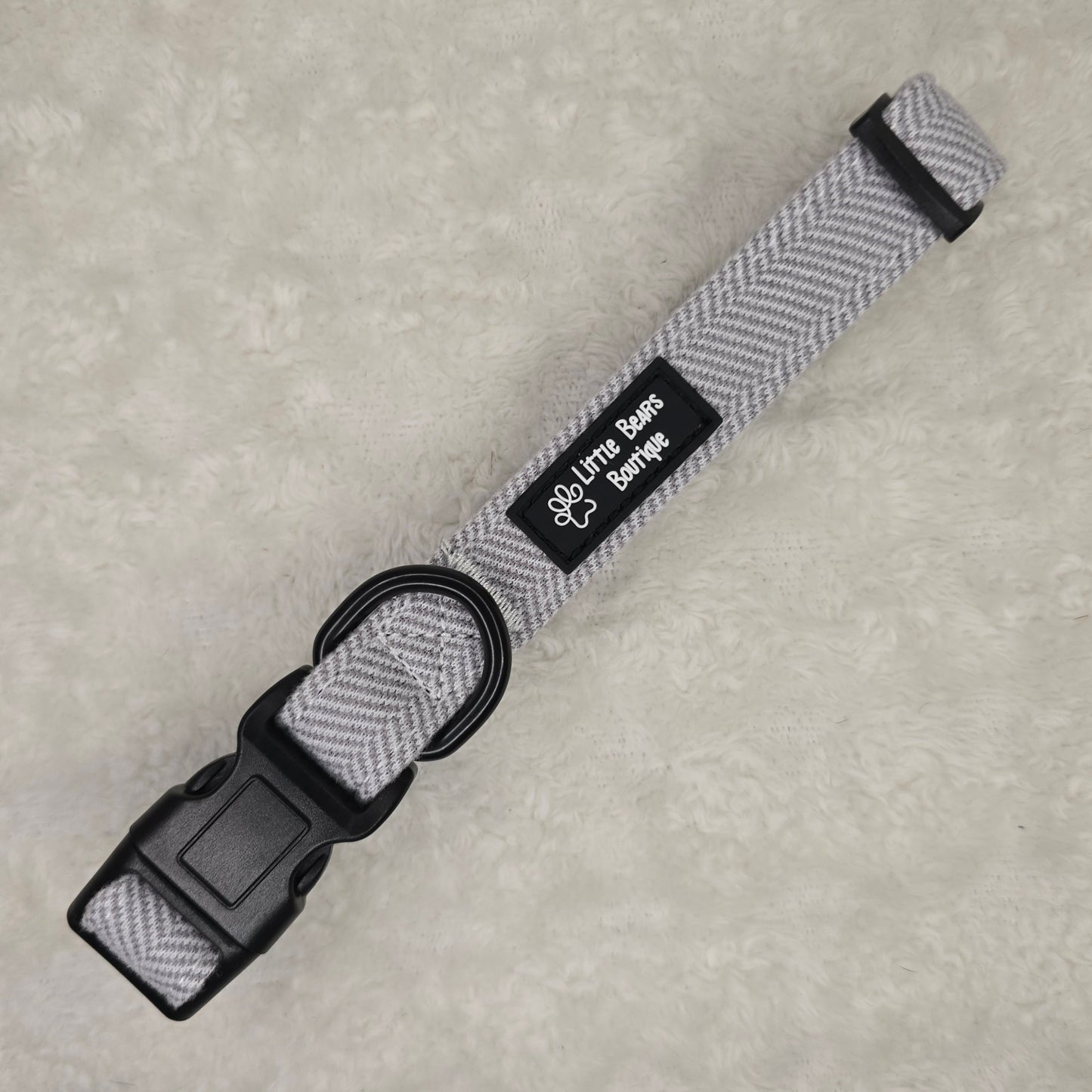 Grey Herringbone Tweed Collar