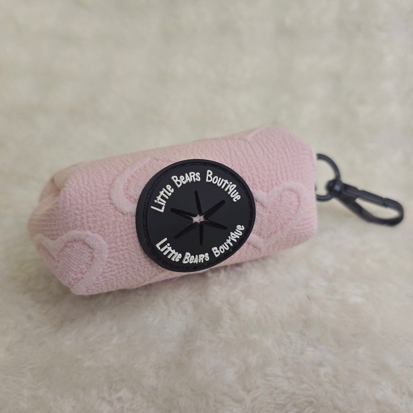 Pink Heart Embroidery Poop Bag Holder