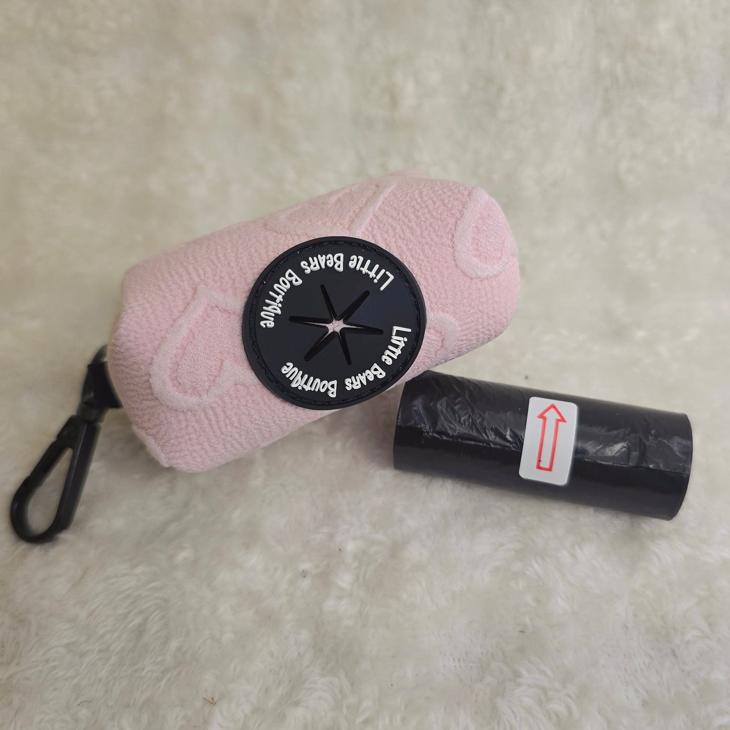 Pink Heart Embroidery Poop Bag Holder