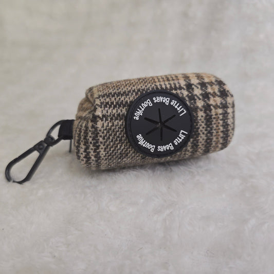 Brown Glen Check Poop Bag Holder