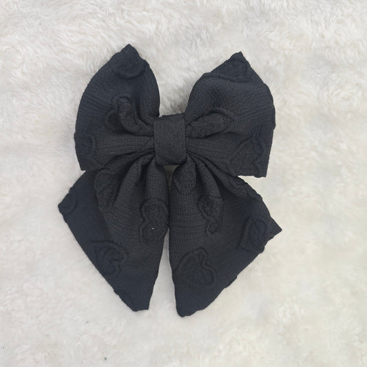 Black Heart Embroidery Sailor Bow Tie