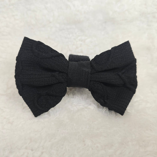 Black Embroidery Heart Classic Bow Tie