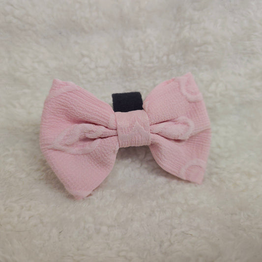 Pink Heart Embroidery Classic Bow Tie