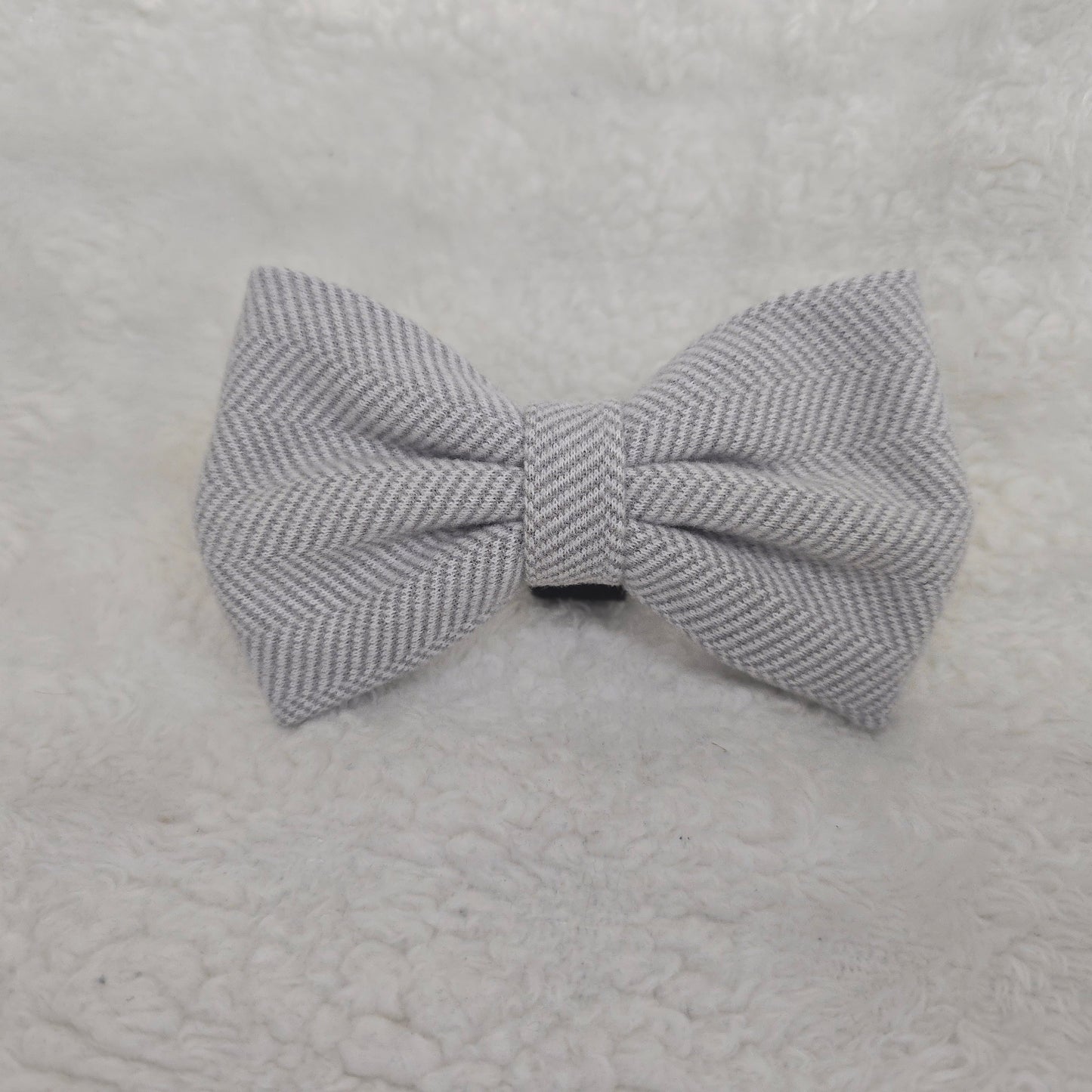 Grey Herringbone Tweed Bow Tie