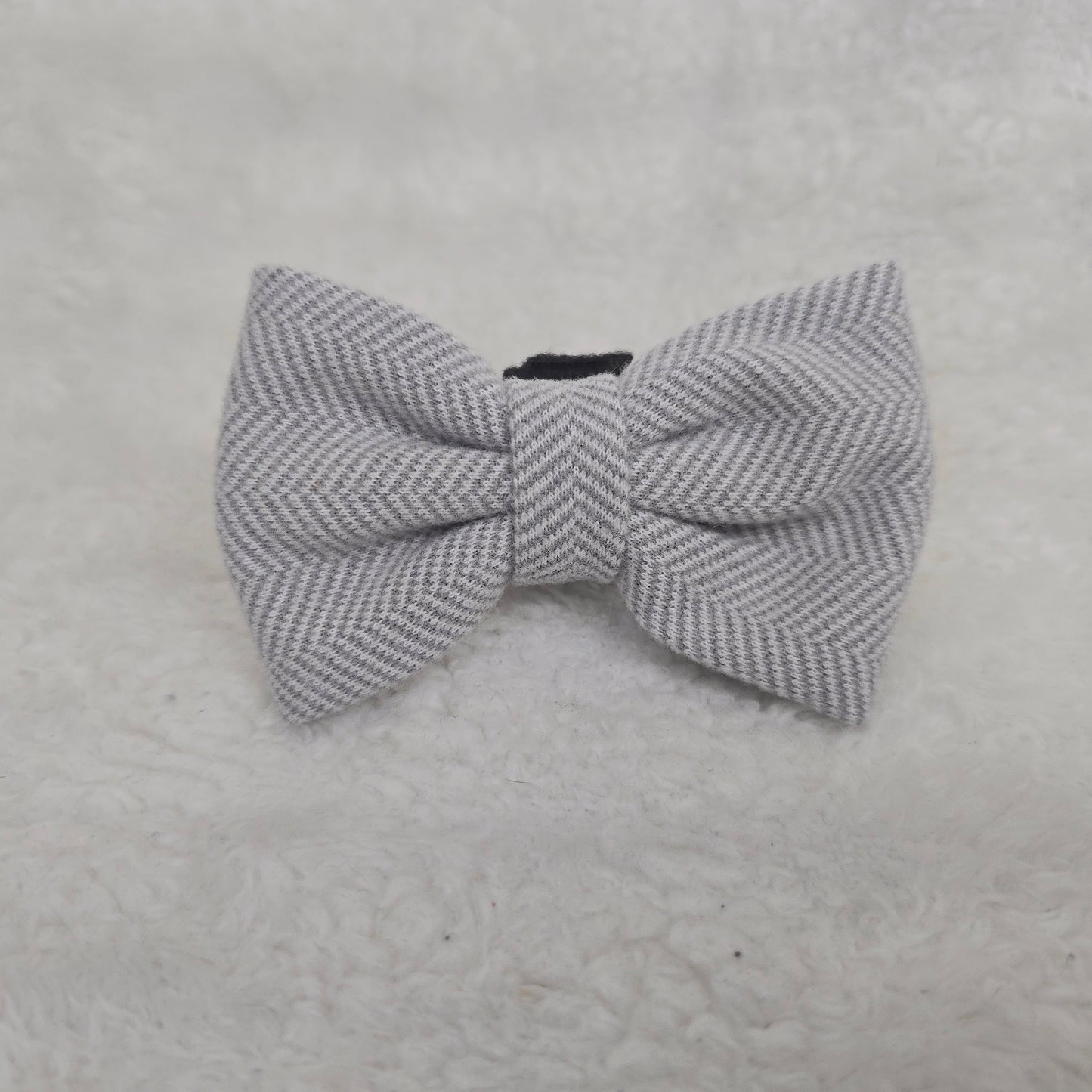Grey Herringbone Tweed Bow Tie