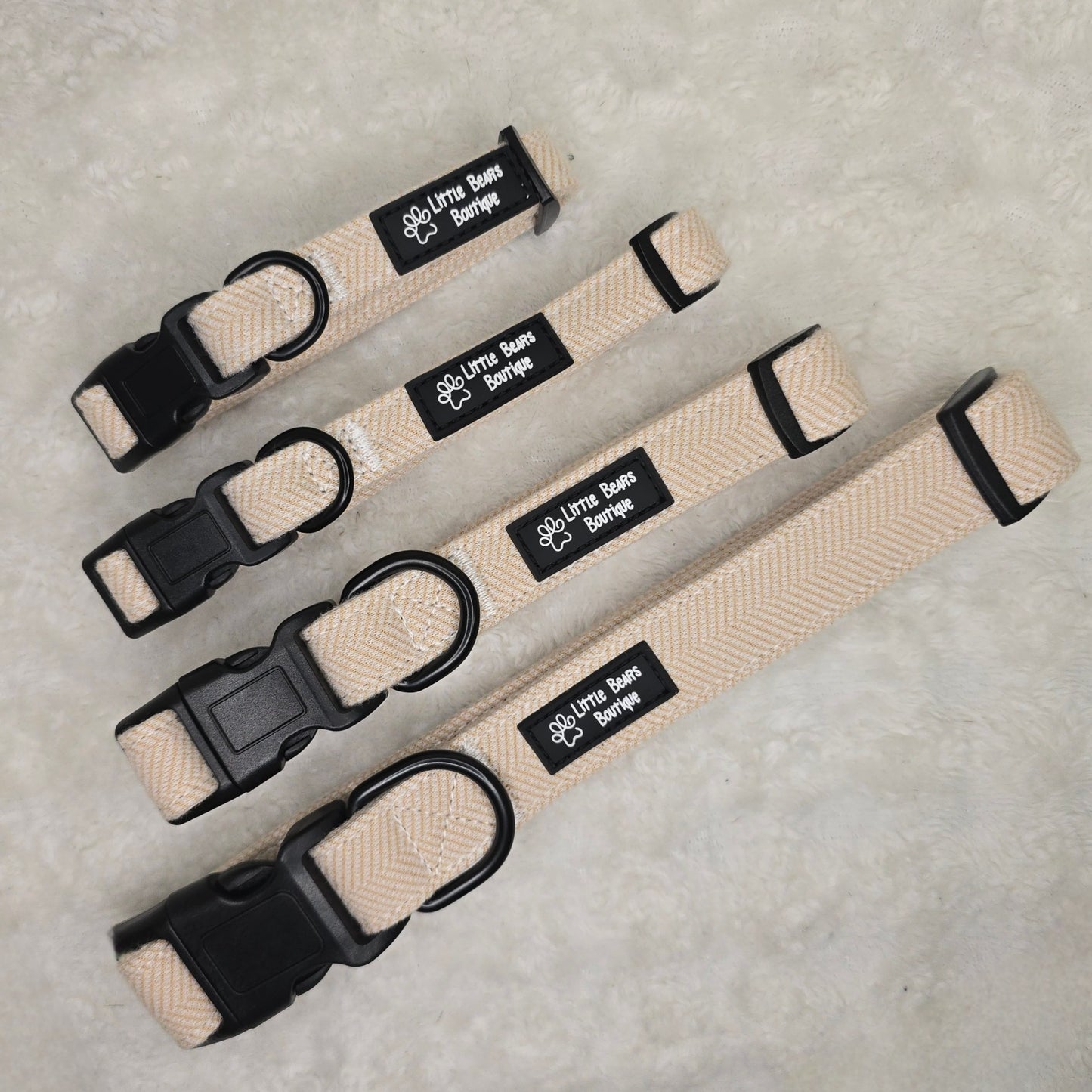 Beige Herringbone Tweed Collar