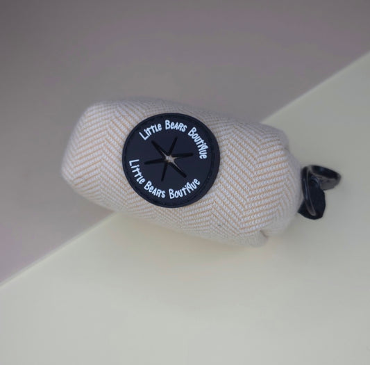 Beige Herringbone Tweed Poop Bag Holder