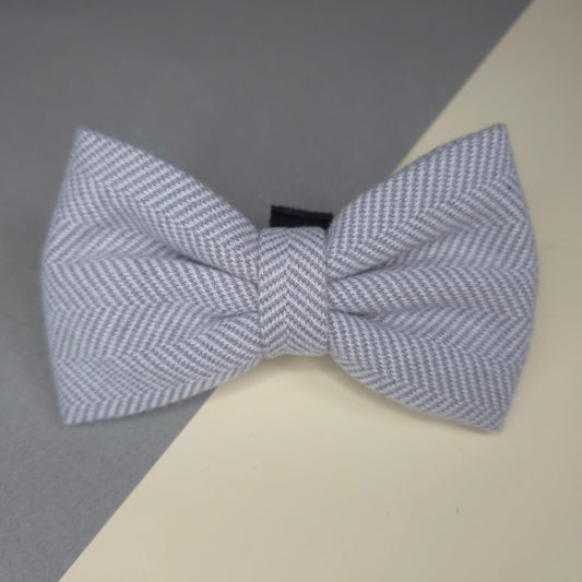 Grey Herringbone Tweed Bow Tie