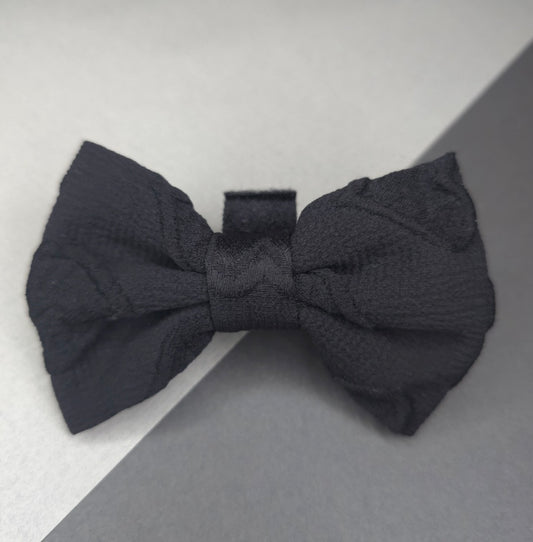 Black Embroidery Heart Classic Bow Tie