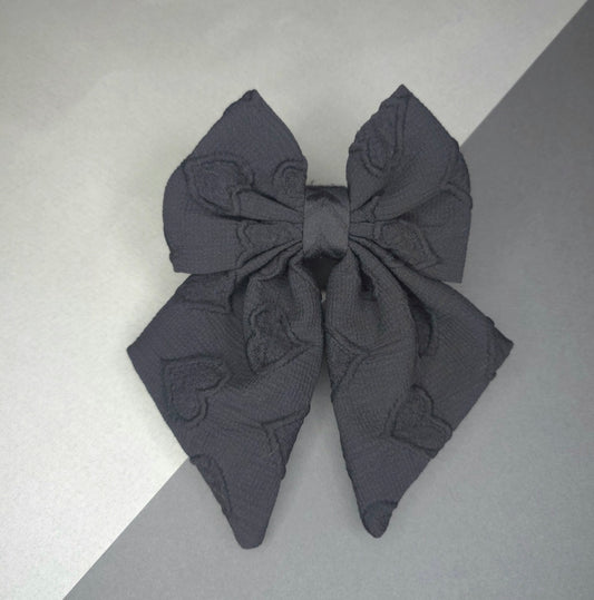 Black Heart Embroidery Sailor Bow Tie